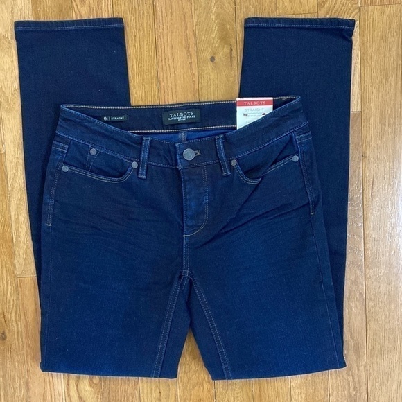 NWT Talbots flawless five pocket jeans woman’s size 0 p straight leg blue jeans - Picture 2 of 11
